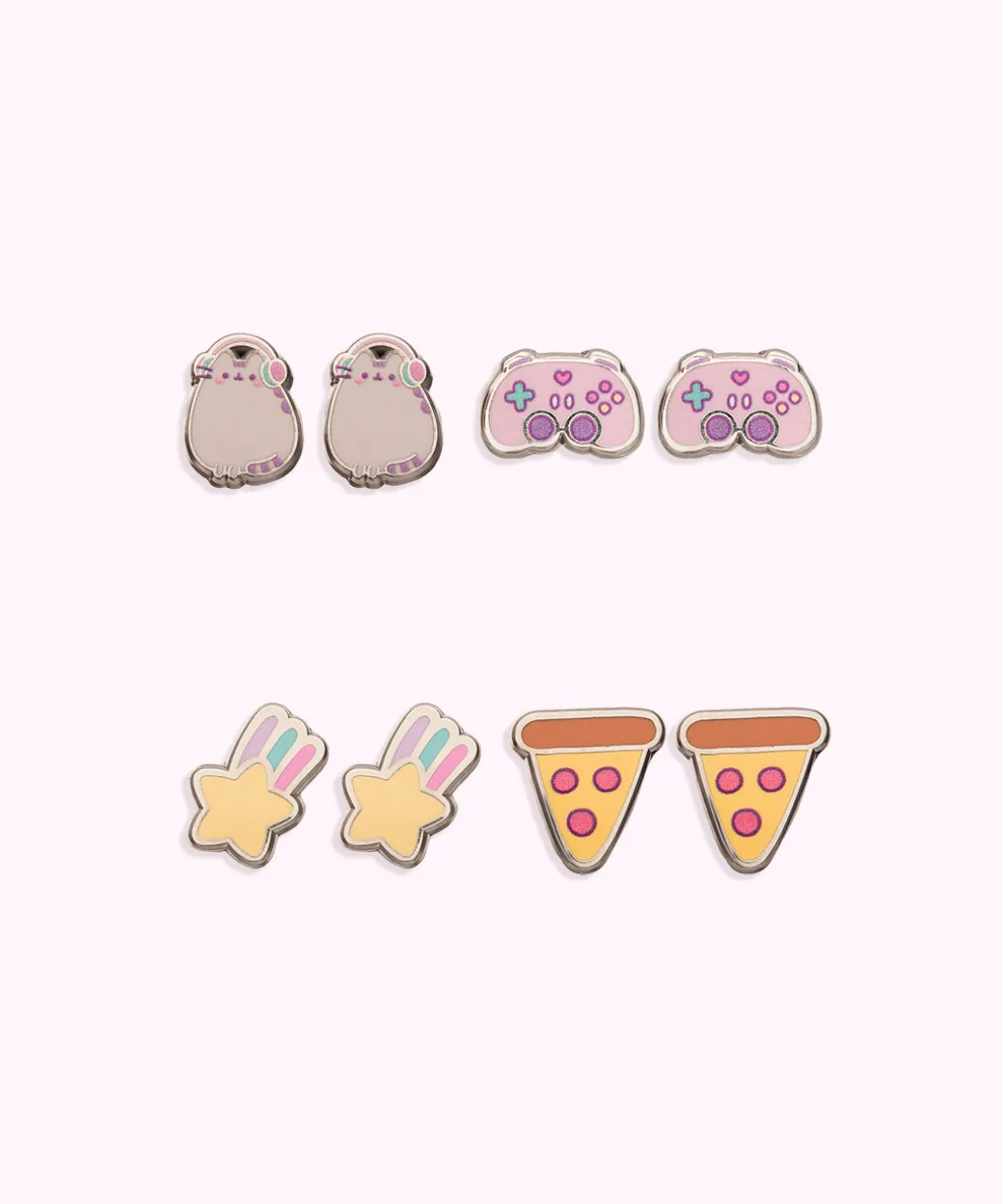 Pusheen Gaming 4-Pack Stud Earrings Set