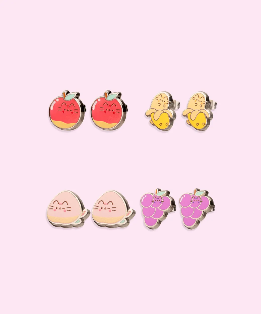 Pusheen Fruits 4-Pack Stud Earrings Set