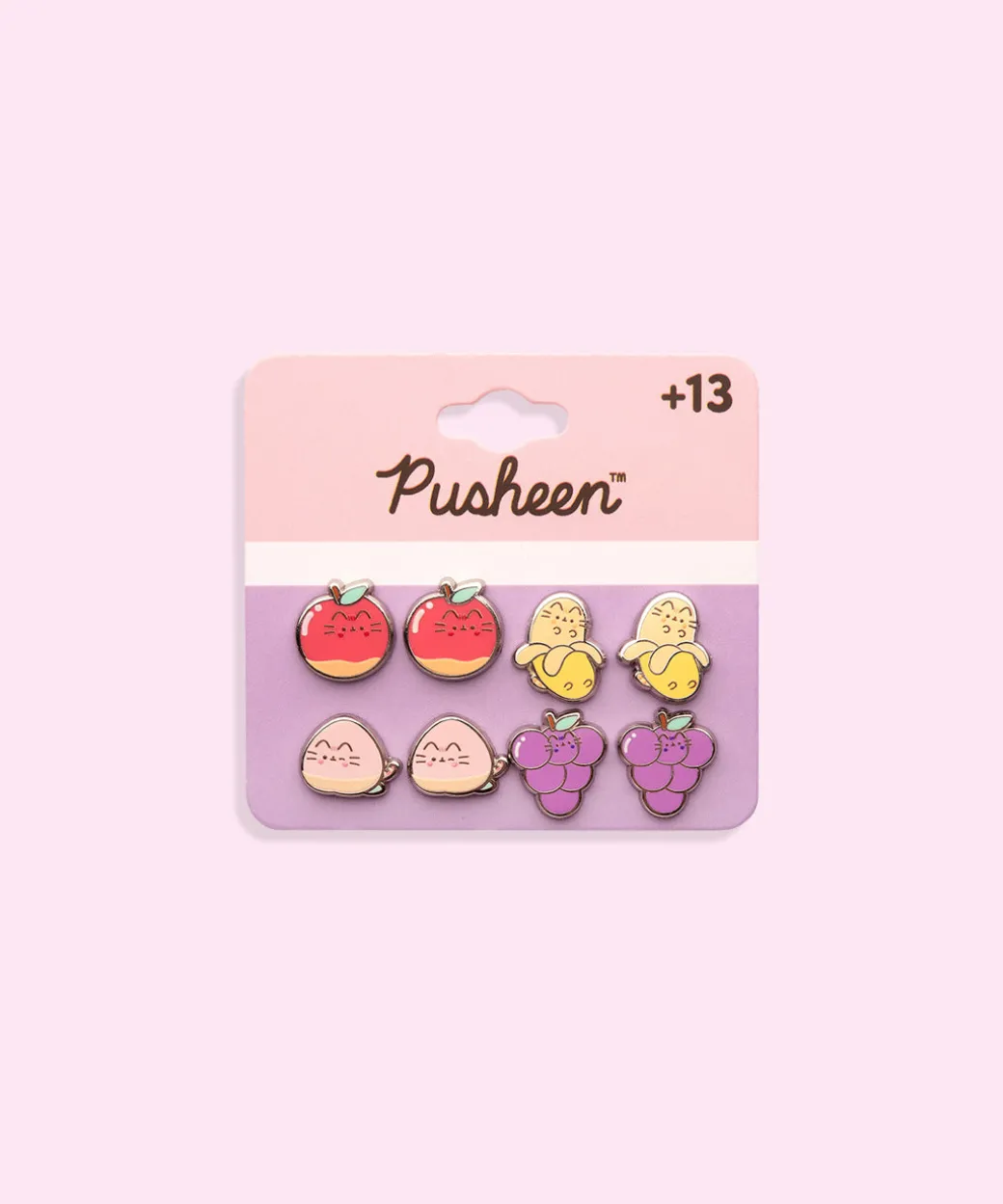 pusheen_fruits_pack_stud_earrings_set_2.webp Pusheen Fruits 4-Pack Stud Earrings Set